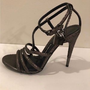 Tom Ford Pewter reptile skin padlock pumps 37